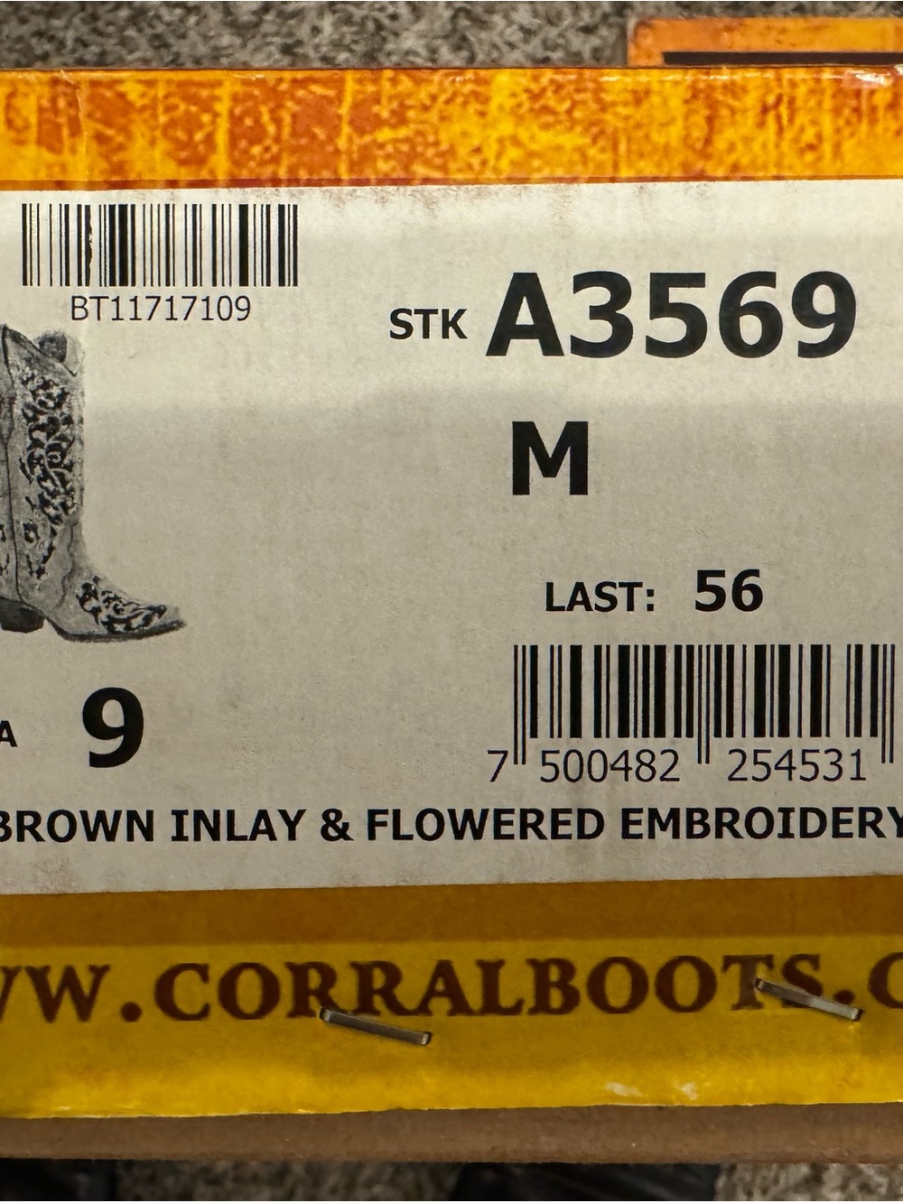 Corral Brown Floral Inlay Heeled Boots